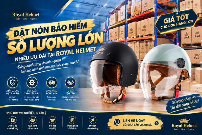 Đặt nón bảo hiểm số lượng lớn nhiều ưu đãi tại Royal Helmet