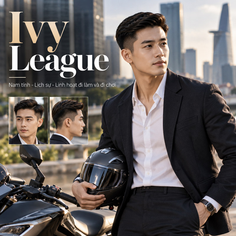 Kiểu tóc nam đội mũ bảo hiểm đẹp Ivy League