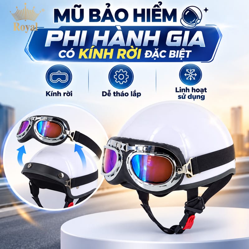 Mũ bảo hiểm phi hành gia có kính rời đặc biệt