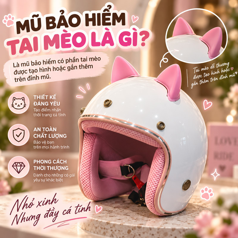 Mũ bảo hiểm tai mèo là dòng mũ bảo hiểm được thiết kế thêm hai chi tiết tạo hình giống tai mèo ở phía trên vỏ mũ.