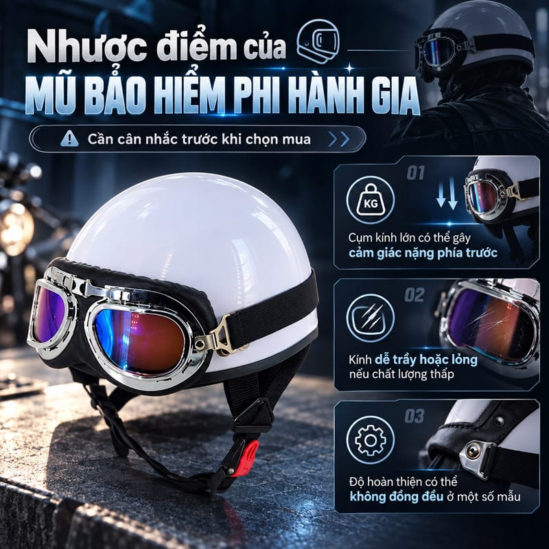Nhược điểm của mũ bảo hiểm phi hành gia