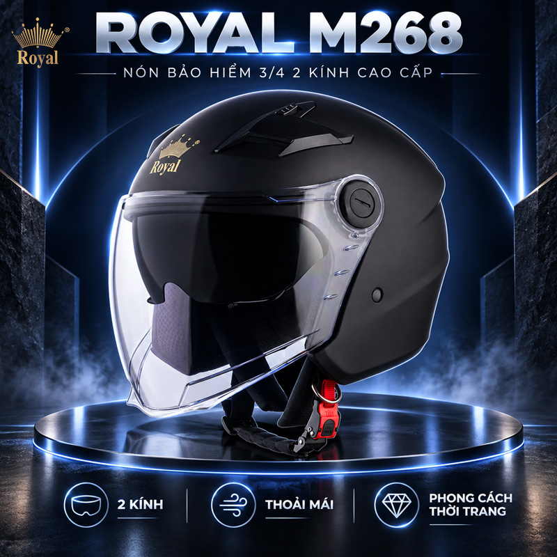 Nón bảo hiểm 2 kính Royal M268