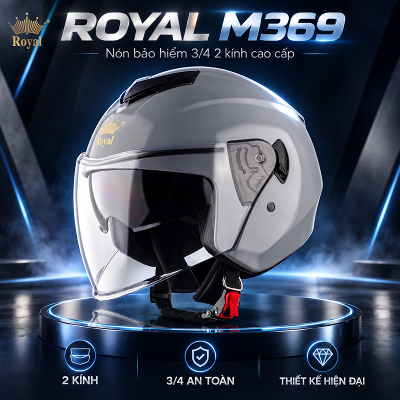 Nón bảo hiểm 2 kính Royal M369