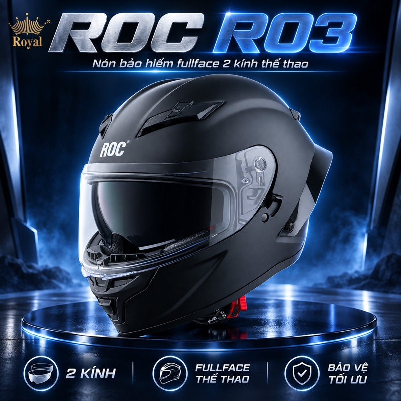 Mũ bảo hiểm 2 kính fulflace ROC R03