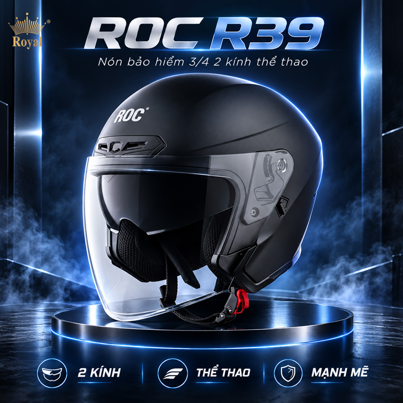 Mũ bảo hiểm hai kính ROC R39