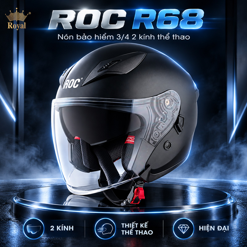 Mũ bảo hiểm 2 kính ROC R68
