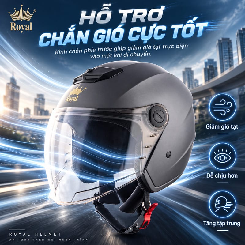 Công dụng nón bảo hiểm có kính là hỗ trợ chắn gió cực tốt