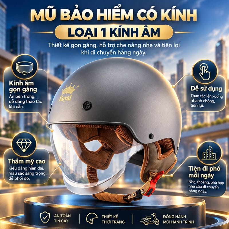 Mũ bảo hiểm 1 kính âm