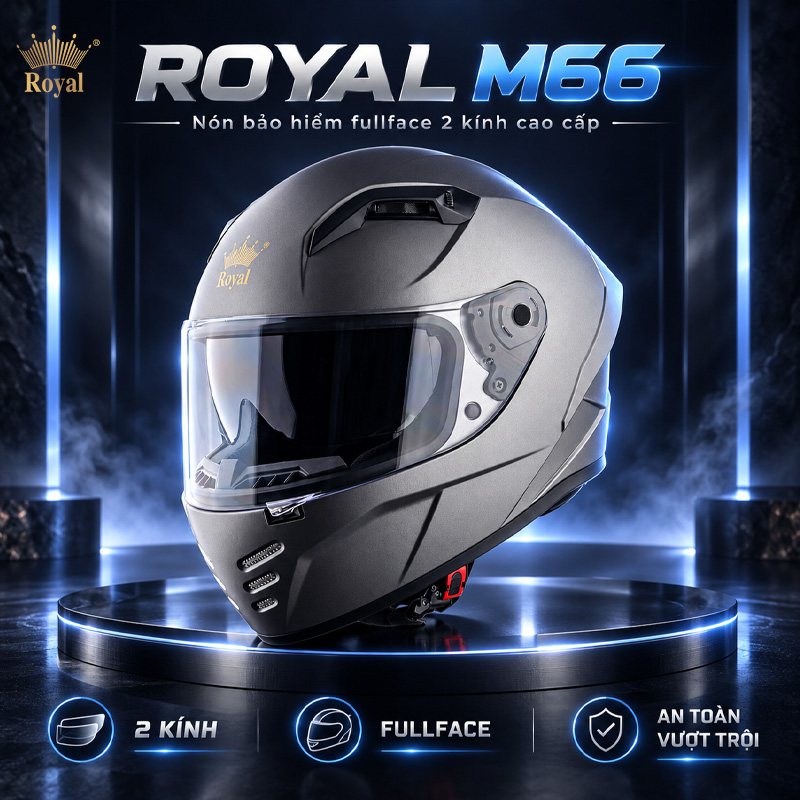 Nón bảo hiểm 2 kính fulflace Royal M66