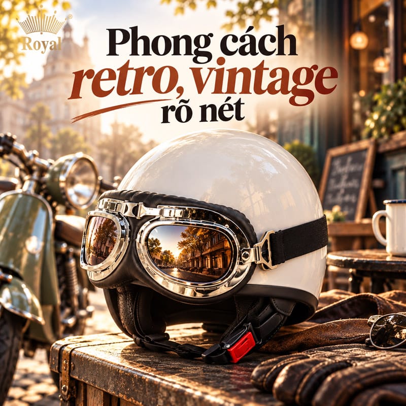 Mũ bảo hiểm phi hành gia mang phong cách retro, vintage rõ nét