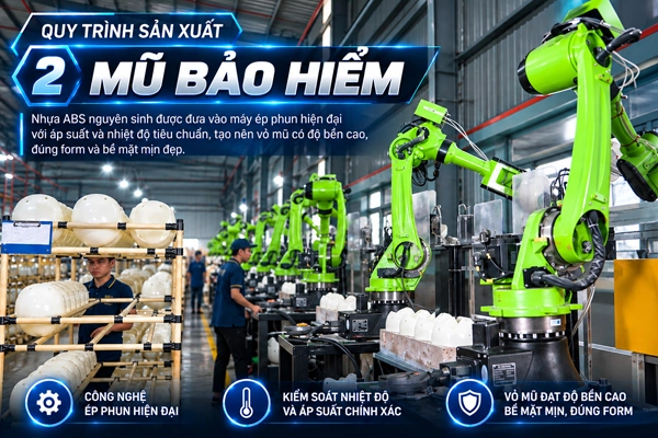 Quy trình sản xuất mũ bảo hiểm