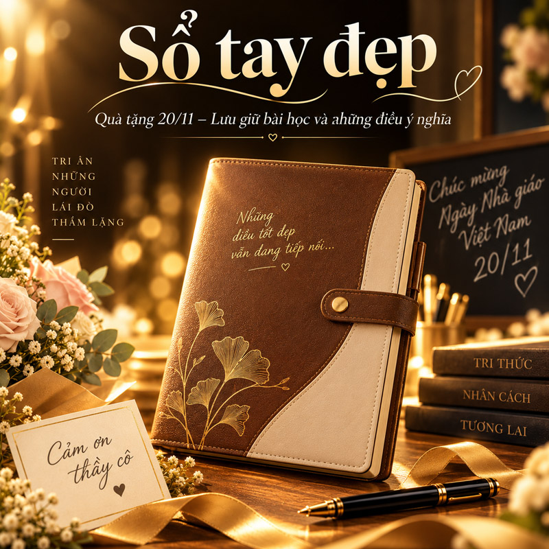 Sổ tay đẹp là món quà 20/11 cho cô thầy rất thiết thực