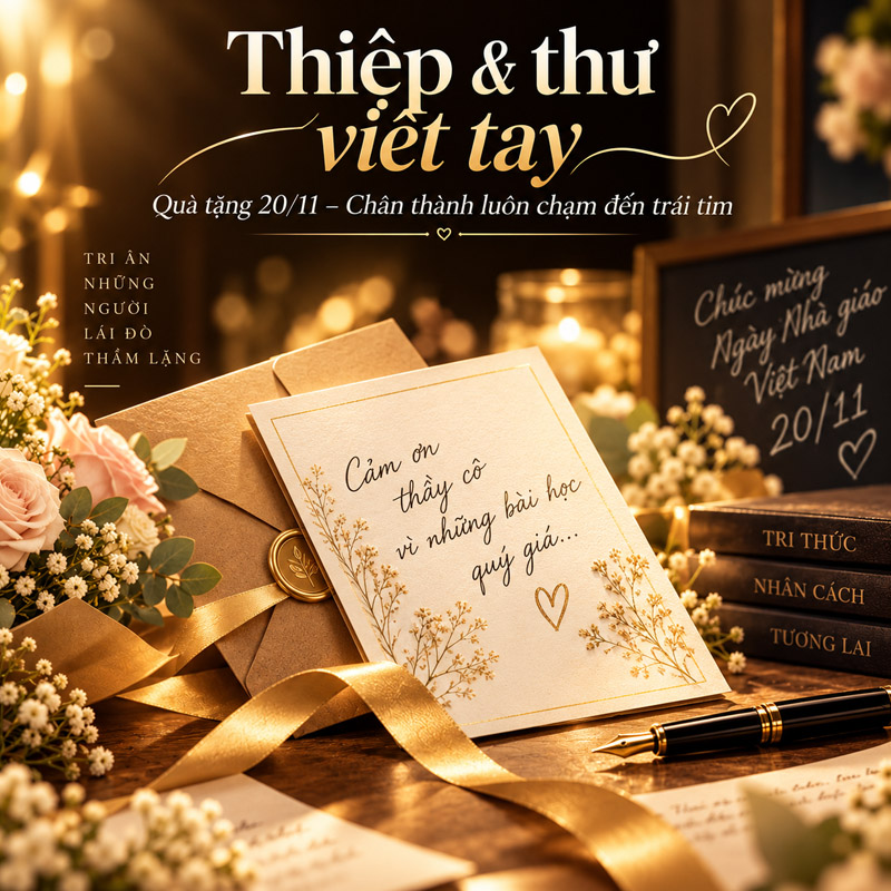 Thiệp và thư viết tay quà tặng 20/11 rất ý nghĩa