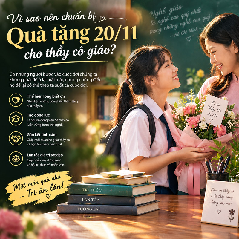 Vì sao nên chuẩn bị quà tặng 20/11 cho thầy cô giáo?