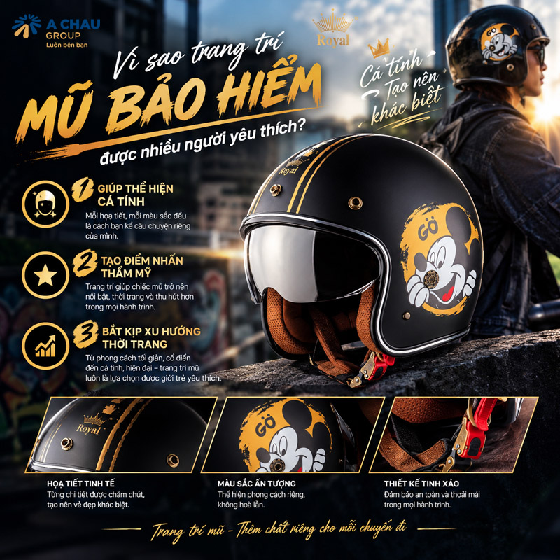 Vì sao trang trí mũ bảo hiểm ngày càng được yêu thích?